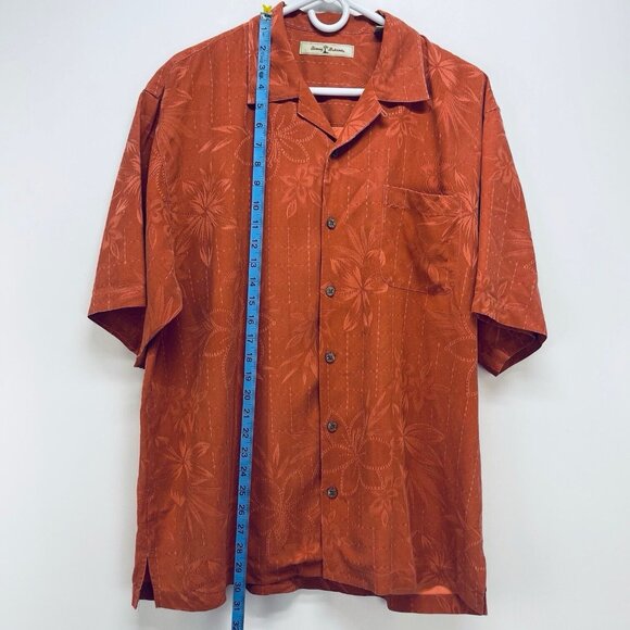 Tommy Bahama Shirt Size L Men’s Palm Tree Short Sleeve Silk Button-Up Orange - Picture 6 of 10